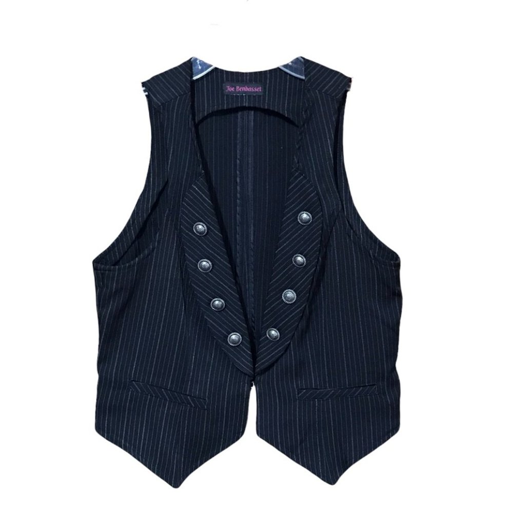 Joe Benbasset Women Fashion Vest, Silver Button Embellishments, Hook and Eye
